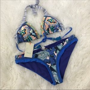 Maaji NWT Blue Printed Halter Bikini Set XL